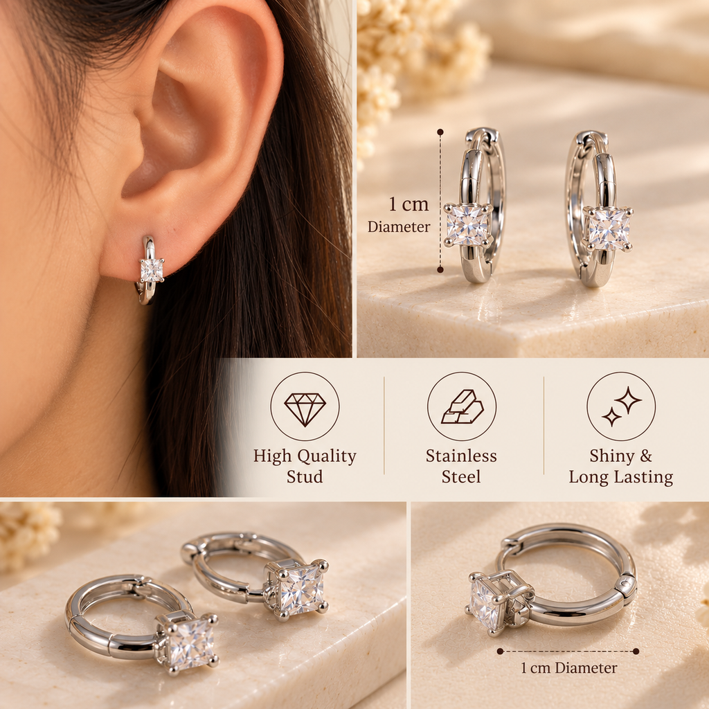 Radiant Square Stud Hoops