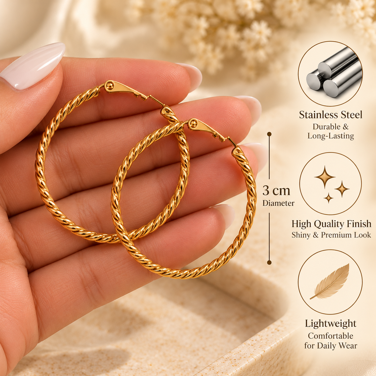 Golden Twist Hoops