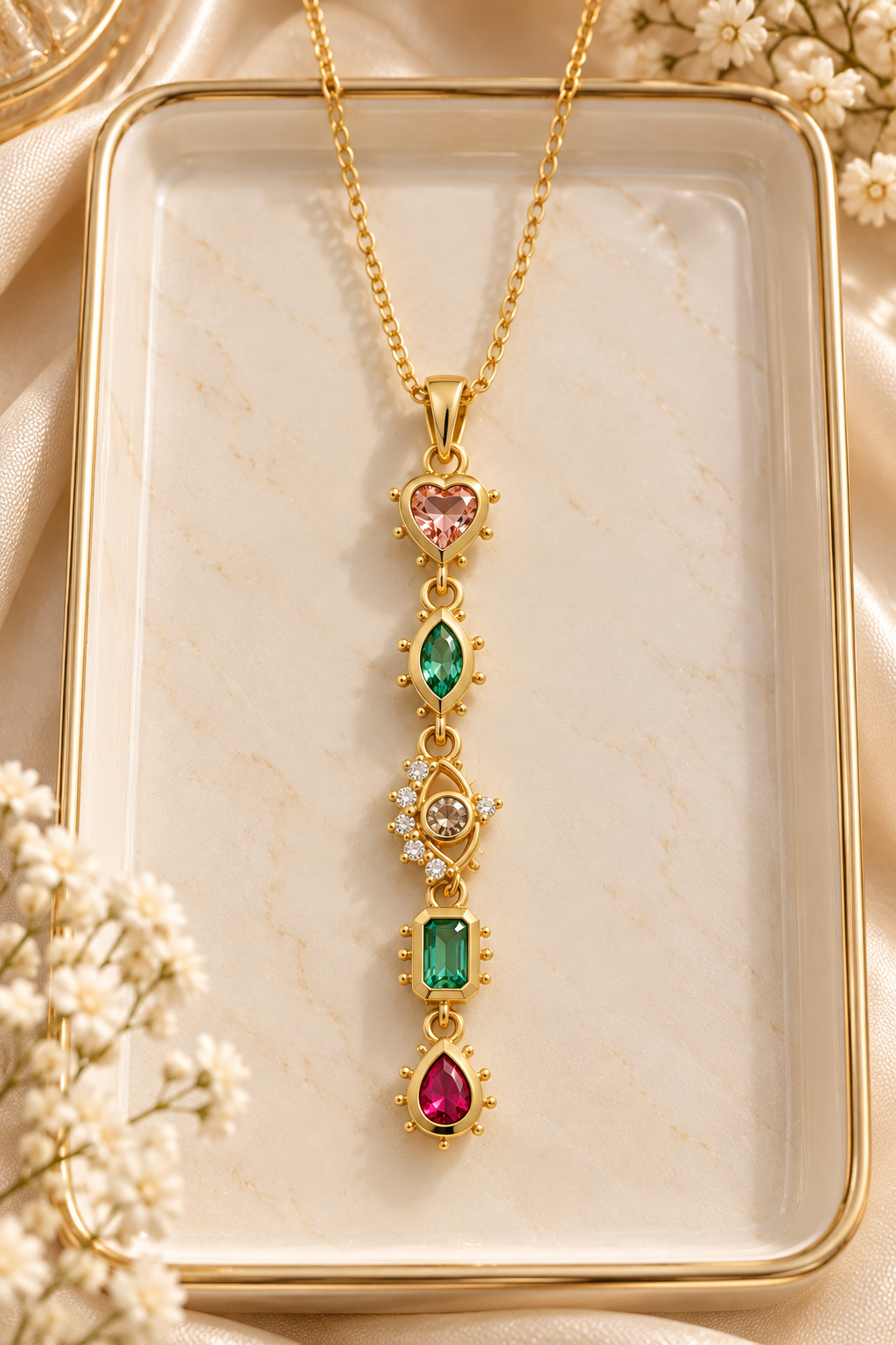 Golden Rainbow Pendent With Chain