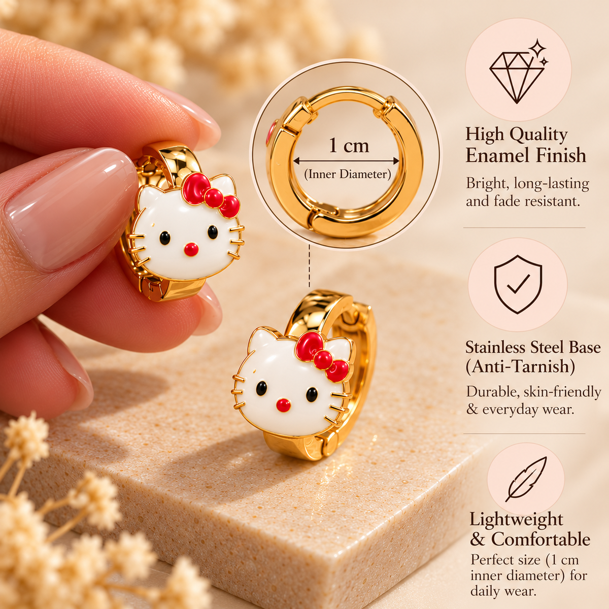 Hello Kitty Luxe Mini Hoops