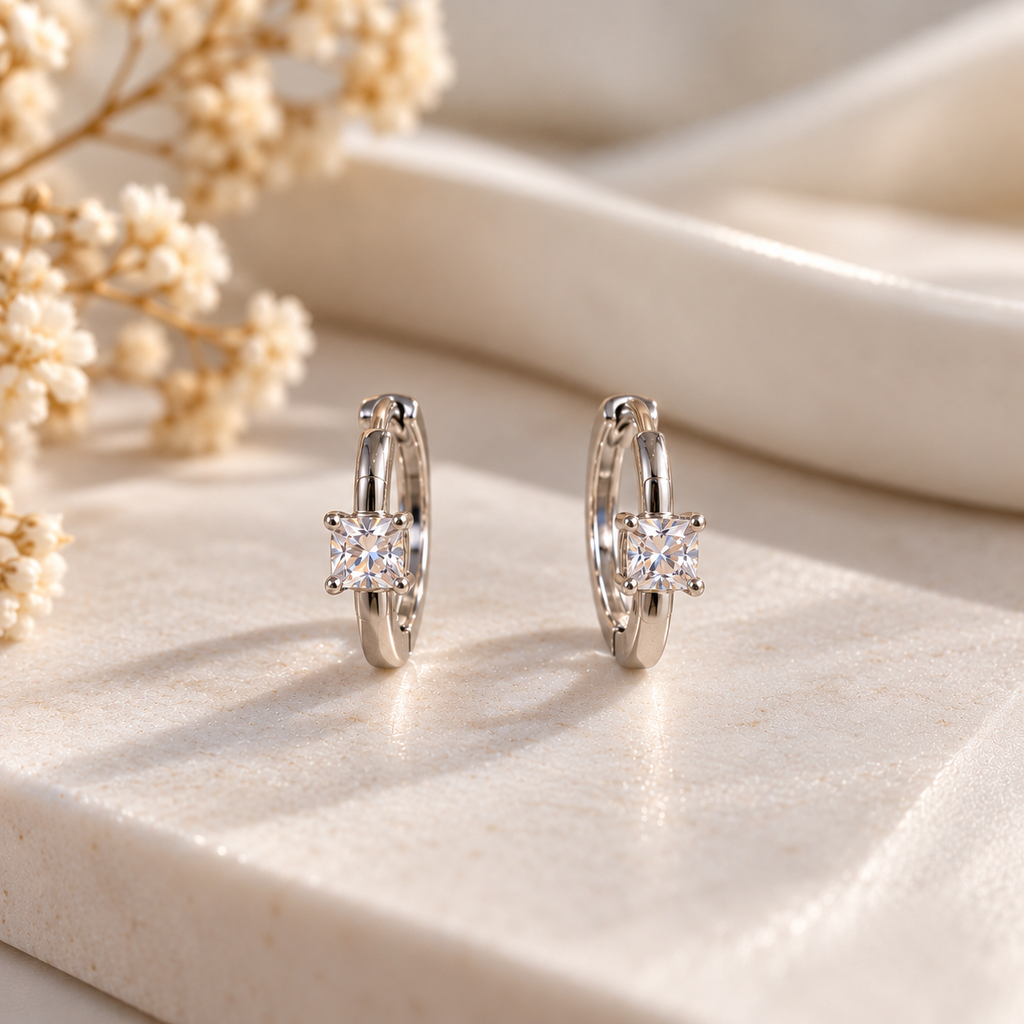 Radiant Square Stud Hoops