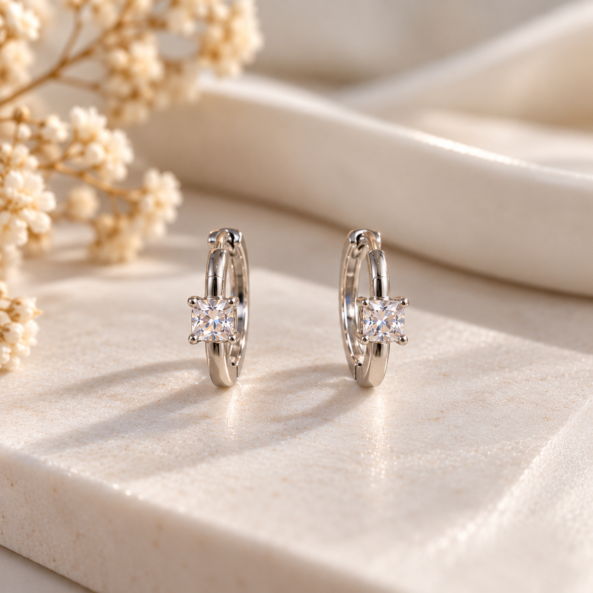 Radiant Square Stud Hoops