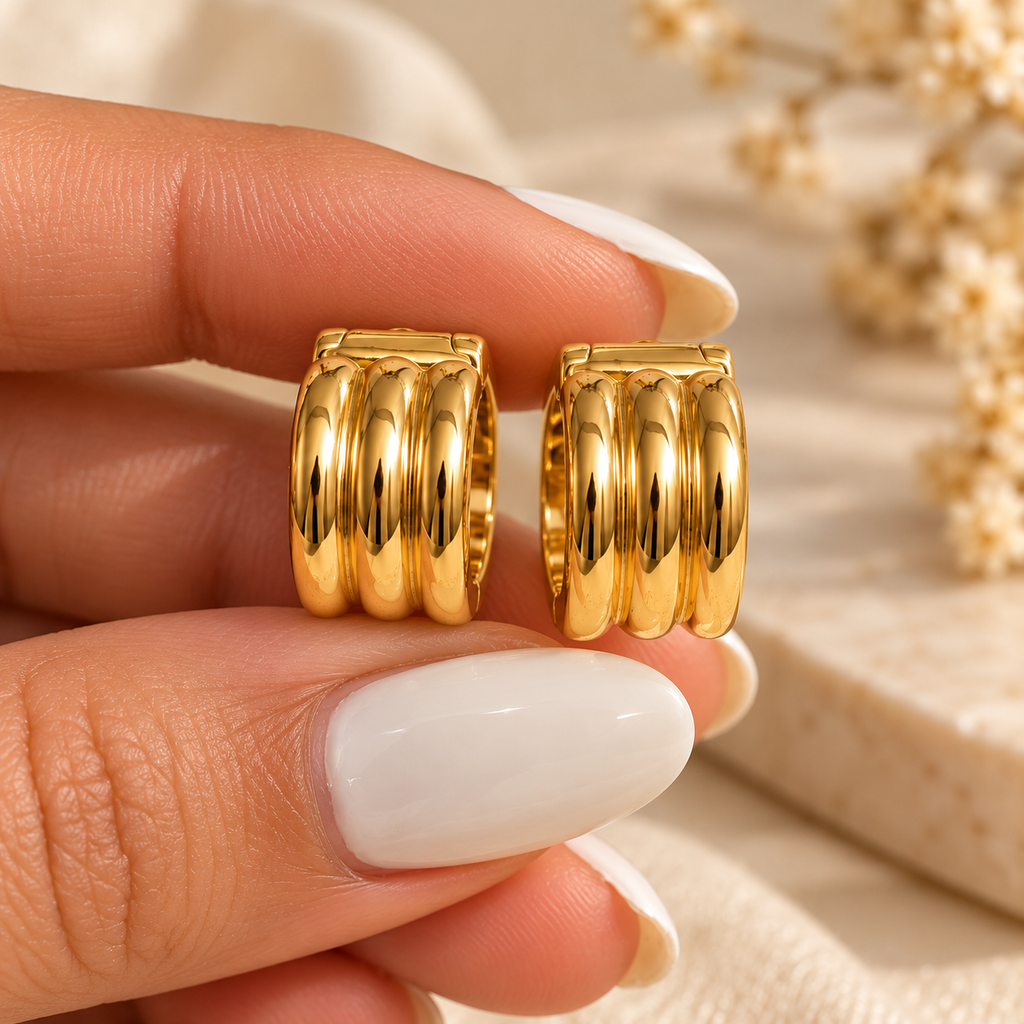 Luxe Triple-Ridge Hoops