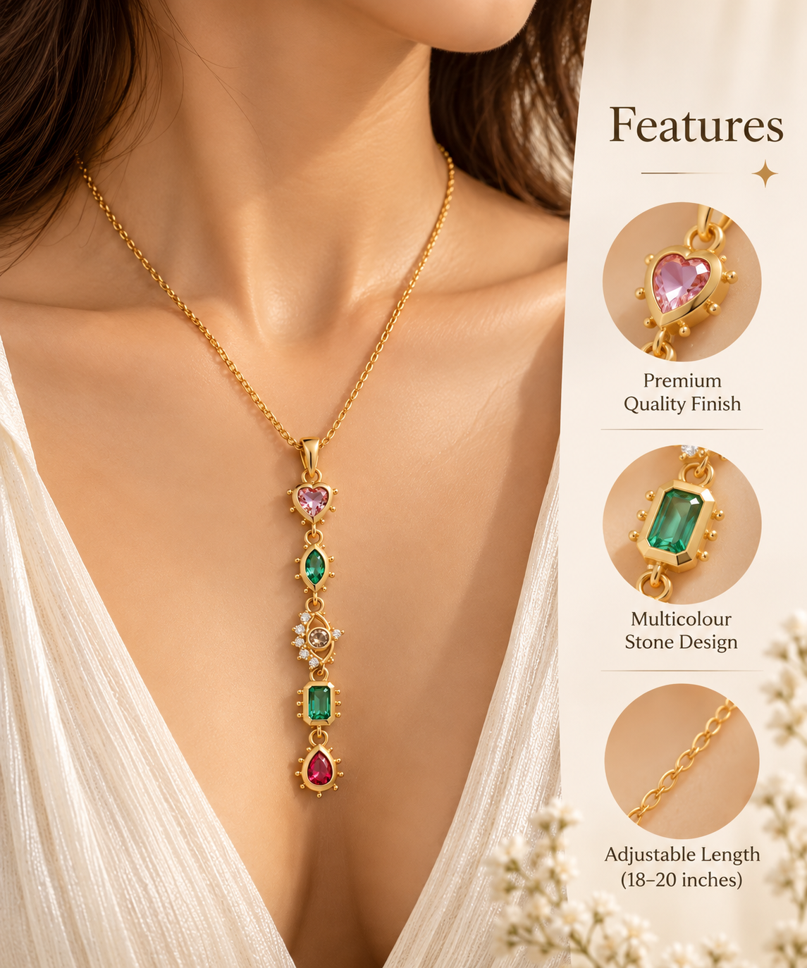 Golden Rainbow Pendent With Chain