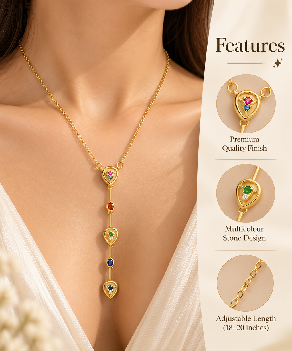 Gemstone Drop Pendent With Chain