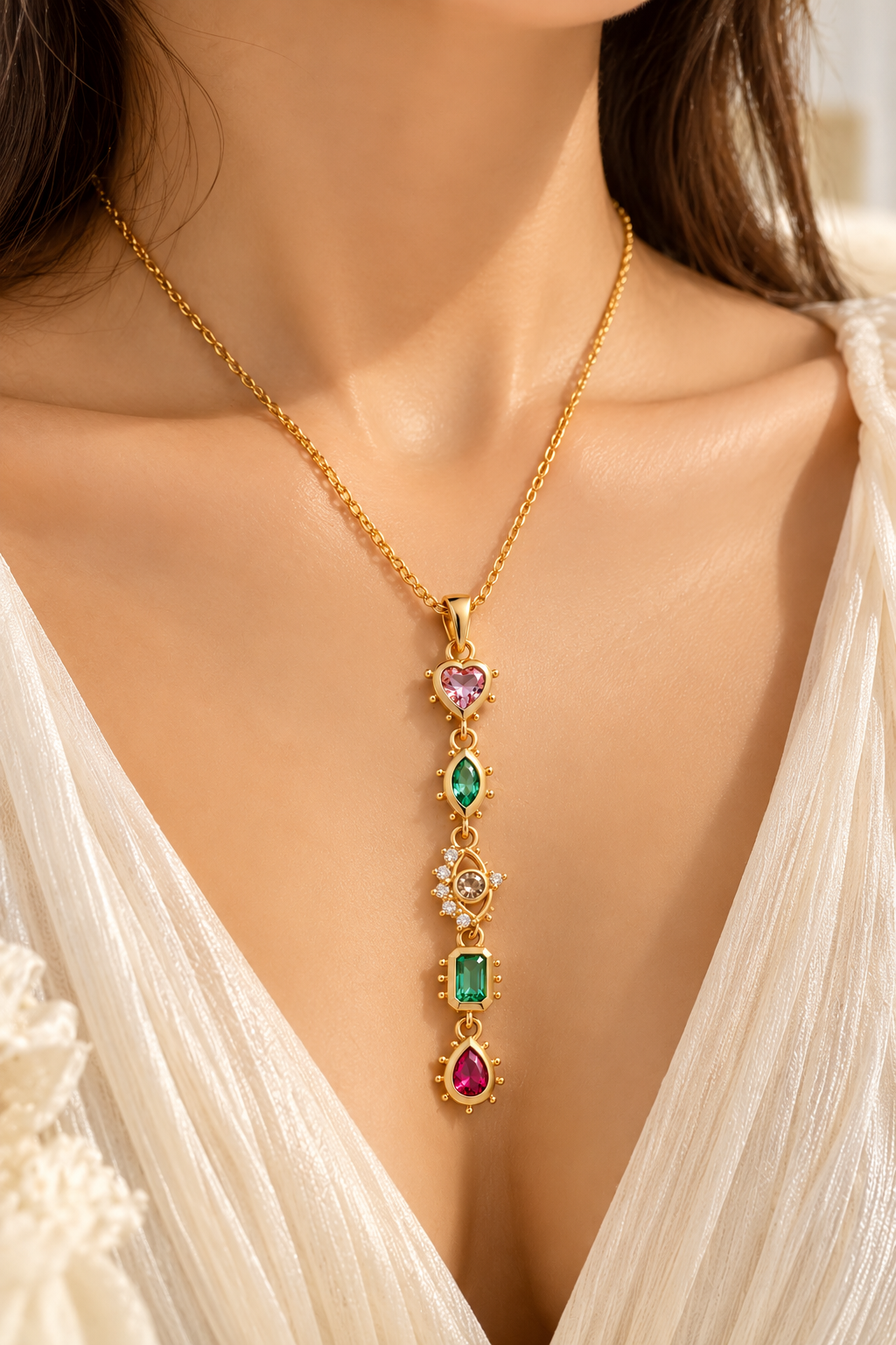 Golden Rainbow Pendent With Chain