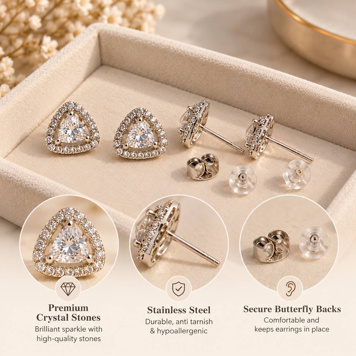 Silver Glimmer Studs
