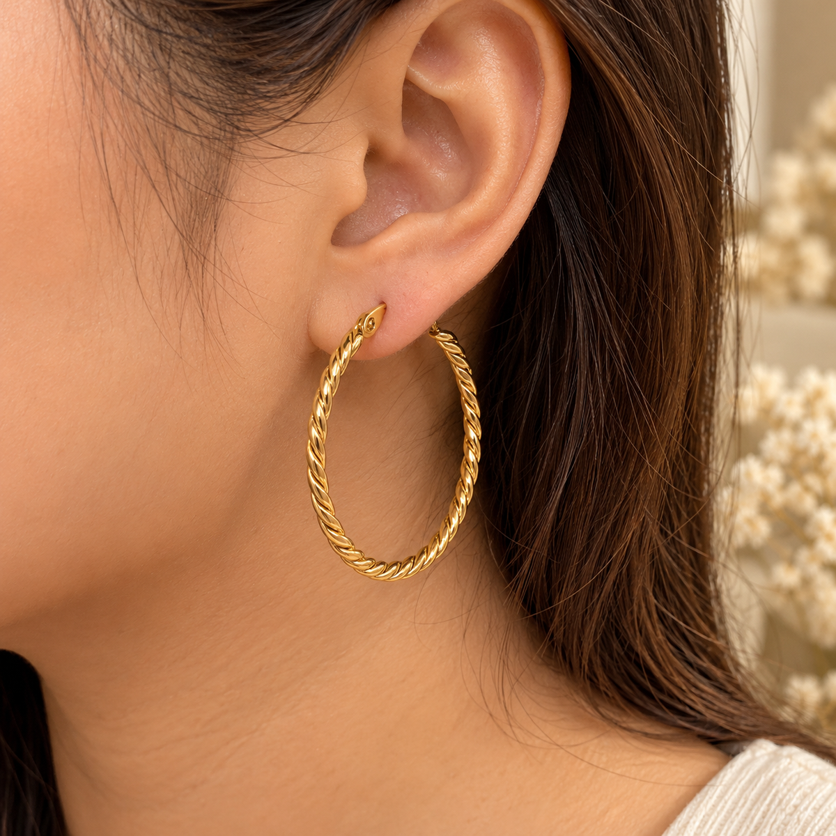 Golden Twist Hoops