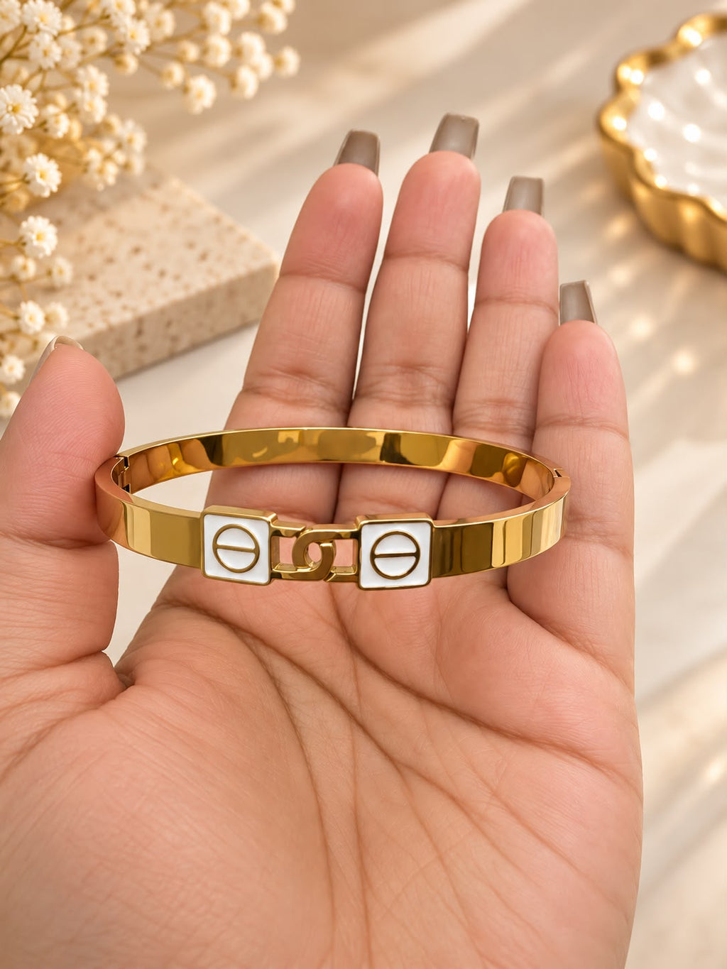 Golden White Bangle