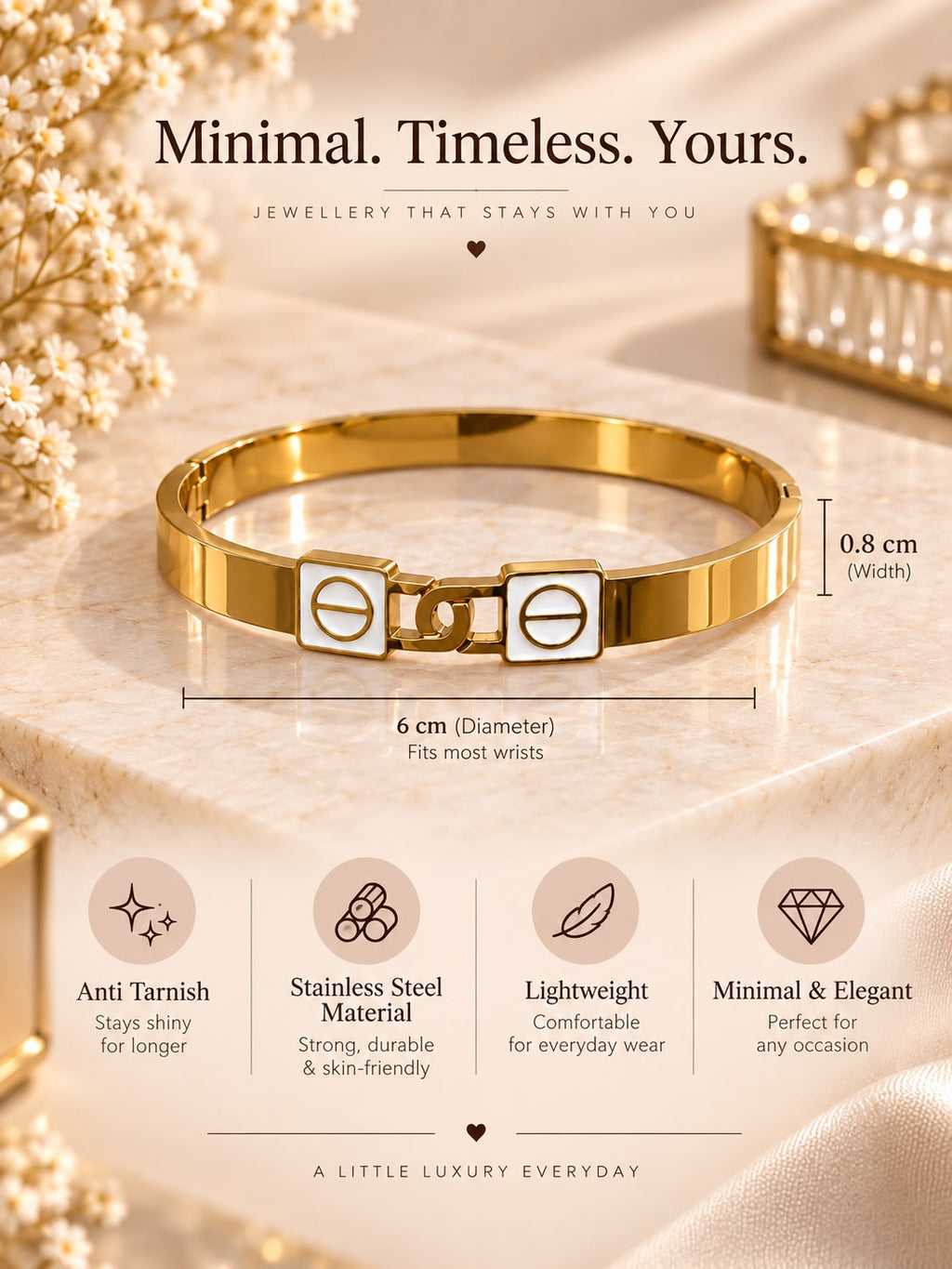 Golden White Bangle